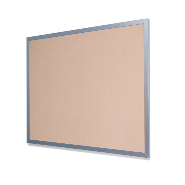 2186 Blanched Almond Colored Cork Forbo Bulletin Board with Light Aluminum Frame
